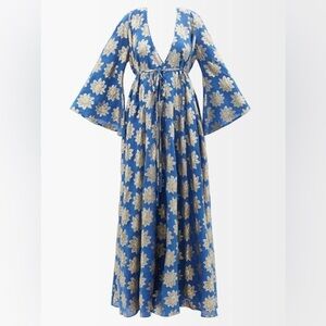 Fil De Vie Prosperina lamé-jacquard silk-blend crepe dress